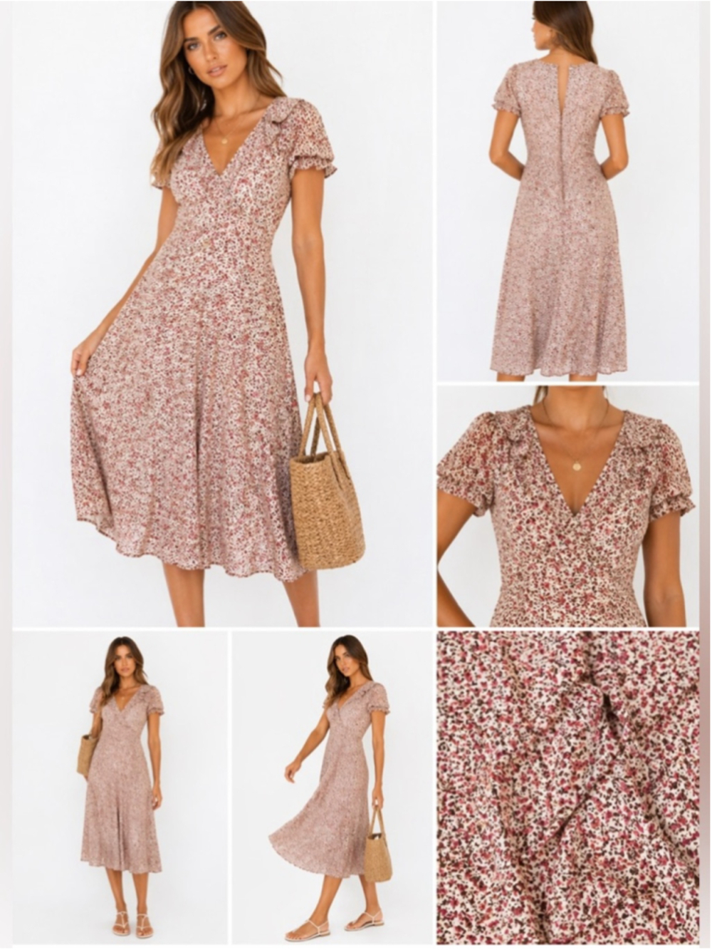 Princess Polly Floral Midi Dress Size 2 Fit and Flare Romantic Print Lined